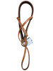 Berlin Custom Leather Hermann Oak leather noseband with brass hardware and adjustable Western design.