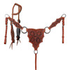 Showman Sunflower Ridge western leather one ear headstall and breastcollar set with detailed sunflower floral tooling