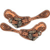 Showman ladies high roller spur straps with tooled leather and western decorative buckles