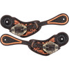 Showman ladies gunsmoke spur straps brown leather with floral tooling and decorative buckle