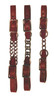 Berlin Leather latigo double curb chain with adjustable leather straps and nickel plated hardware for western horse tack