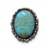 Austin Accents large oval turquoise scarf slide with silver western concho detailing and cowboy wild rag accessory design ×