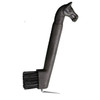 Black Tough 1 Horse Head Hoof Pick Brush Combo with stiff bristles and metal hoof pick for horse grooming and hoof cleaning.