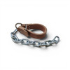Berlin Custom Leather Herman Oak harness leather hobble with heavy-duty metal kick chain and reinforced stitching for western horse restraint.