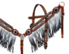 Showman Black & Silver Ombre Fringe Headstall & Breast Collar Western Horse Tack Set 13528
