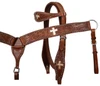 Showman Cowhide Crosses Browband Headstall and Breast Collar Western Tack Set 7168