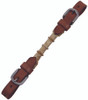 Buffalo Leather Curb Strap With Rawhide Accents And Silver Buckles