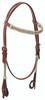 Buffalo Leather Browband Headstall with Turquoise and Natural Rawhide