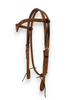 HR Saddlery Hot Oil Vee Browband Headstall – Barbed Wire Tooling – Premium Leather 5130-BW-04