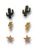 M&F Western Cactus, Bolt and Star Stud Earrings