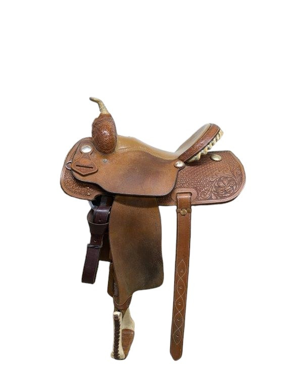 14 Inch Used Rocking T Western Barrel Saddle 891-8315