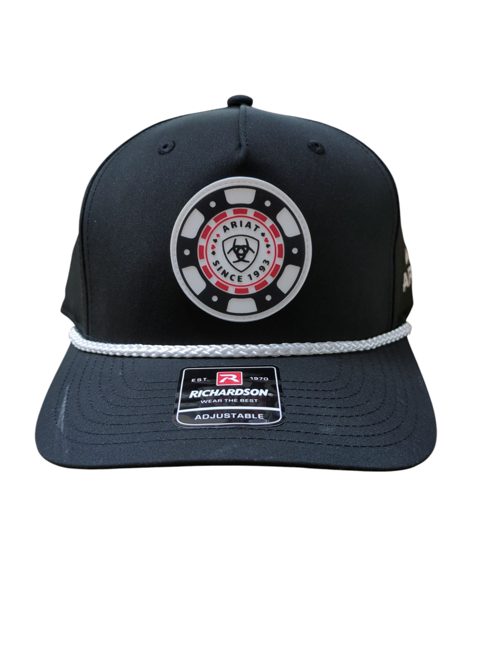 Ariat Mens Snapback Cap Black Poker Chip Patch Adjustable Western