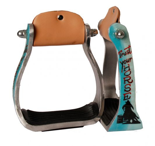 Showman Trust Your Horse Aluminum Barrel Racing Stirrups (20175)