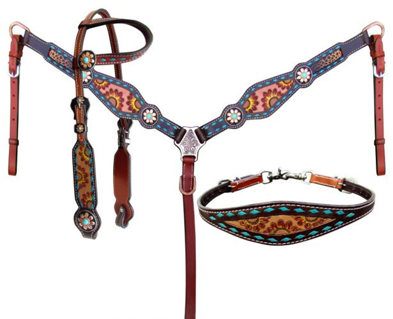 Showman Sunflowers & Cactus Leather Wither Strap New Horse Tack