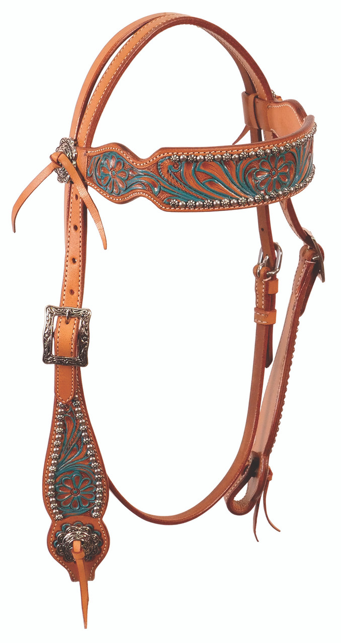 Tahoe Tack Turquoise Spotted Show Western Leather Browband