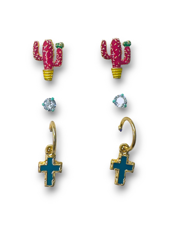 M&F Western Cactus and Cross Earring Set M&F Western Cactus and Cross Earring Set