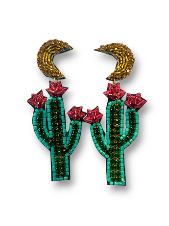 M&F Western Beaded Cactus Moon Earrings M&F Western Beaded Cactus Moon Earrings