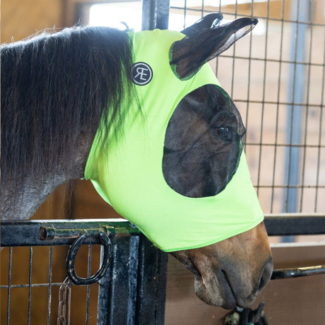 Reinsman Lycra Fly Mask with Ear Protection for Horses - Lightweight Soft Stretchy Large Eye Space UV Protection Breathable Horse Fly Mask