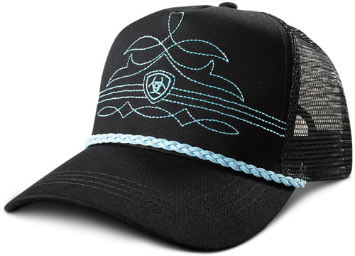 Ariat Ladies Ponyflow Cap Snap Back Turquoise Boot Stitch