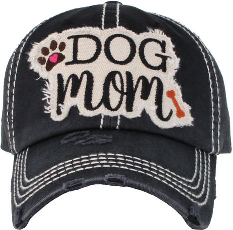 Kbethos Dog Mom Vintage Baseball Cap Black