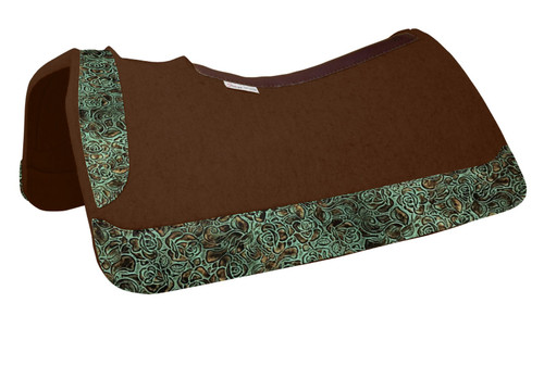 CUSTOM 5 Star Equine The All-Around Chocolate with Turquoise Roses Saddle Pad, 30x30, 3/4'' CUSTOM 5 Star Equine The All-Around Chocolate with Turquoise Roses Saddle Pad, 30x30, 3/4''