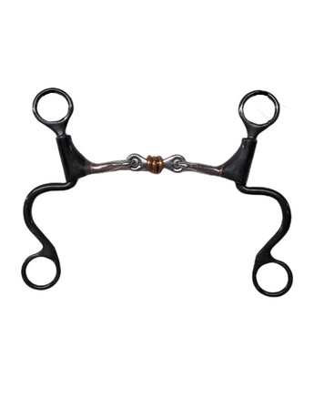 Dutton Bits 3 Piece Dog Bone with Copper Rings and Short Calvary Shanks Bit 5'' Mouth Dutton Bits 3 Piece Dog Bone with Copper Rings and Short Calvary Shanks Bit 5'' Mouth