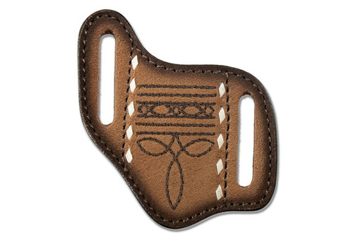 3D Brown Leather Knife Sheath Pancake Style Boot Stitch Belt Holster D8403202