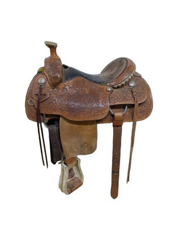 15.5 Inch Used Rocking T Western Roping Saddle 64-10529 15.5 Inch Used Rocking T Western Roping Saddle 64-10529