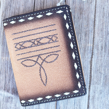 3D Mens Trifold Wallet – Boot Stitch Western Style Buck Lace Brown Leather D250016702