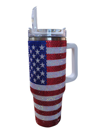 All American Bling Tumbler 40 oz Sparkle Stainless Steel Insulated Travel Cup T642080 All American Bling Tumbler 40 oz Sparkle Stainless Steel Insulated Travel Cup T642080