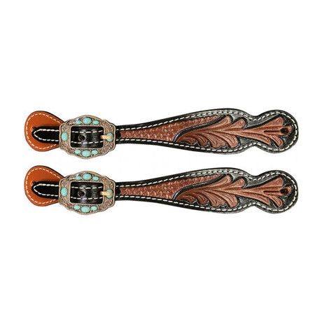Showman Ladies Two-Toned Floral Tooled Western Spur Straps 30999
