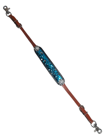 Showman Teal/Silver Sequins Inlay Wither Strap 19603 Showman Teal/Silver Sequins Inlay Wither Strap 19603