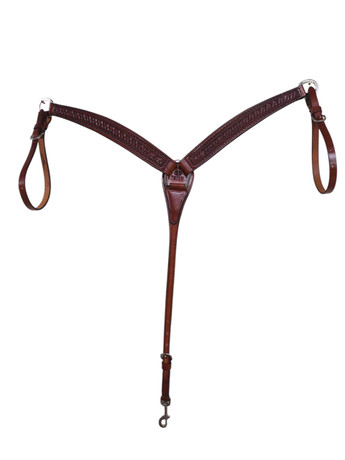 Genuine Billy Cook Breast Collar Leather Raised Star Border Stainless Steele Hardware