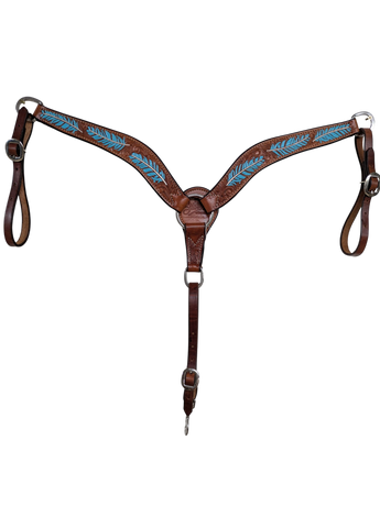 Scott Thomas Western 1-inch Feather Tooled and Painted Leather Breast Collar C145 – full view