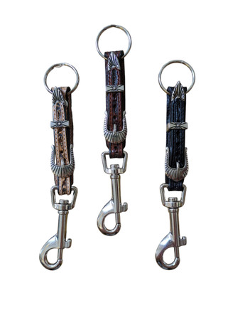 Austin Accent Tooled Leather Key Chain with Buckle