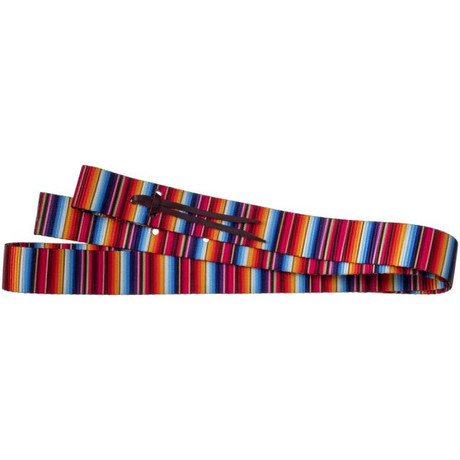 Tough1 serape tie strap with colorful western pattern for securing a saddle