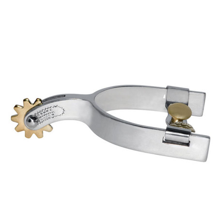 Roper youth western spurs with smooth rowel and silver metal construction for kids horseback riding