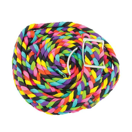 Partrade rainbow braided barrel racing reins multicolor nylon horse tack with metal hardware