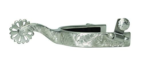 Partrade Metalab ladies reining spurs with anti-slip rubber inlay and engraved silver design for western riding