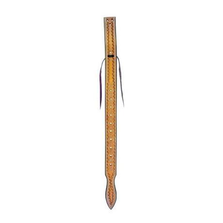 Partrade golden leather billet flank strap with stamped tooling for western saddle rigging