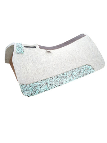 5 Star Equine The All Around Saddle Pad 30x30, 7/8'', Natural with Tooled Turquoise Leathers