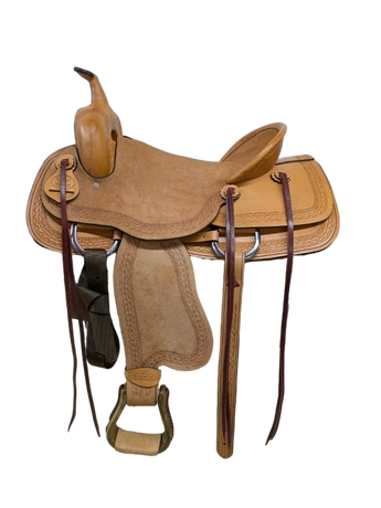 A00655 16.5 inch New Big Horn Saddlery Western Buckaroo Trail Saddle Extra Wide Tree