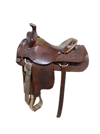 2-1372 15 inch Used Circle Y Western All Around Roping Saddle Regular Tree