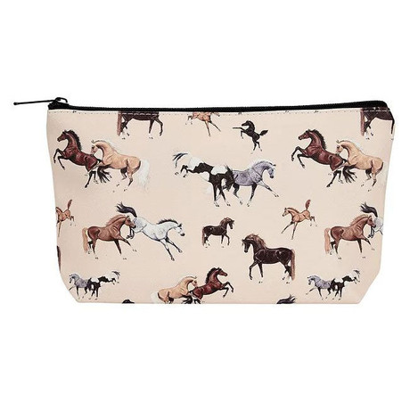 AWST Int’l Lila horses all over medium cosmetic pouch with zipper closure