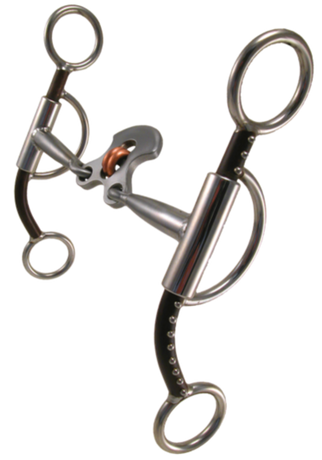 Tom Balding Short Shank Double Cross Bit with 5 1/8 inch mouthpiece and 6 3/4 inch stainless steel shank