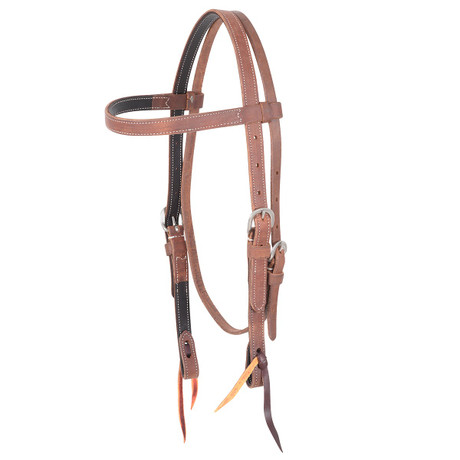 Martin Saddlery doubled and stitched harness leather browband headstall western horse bridle