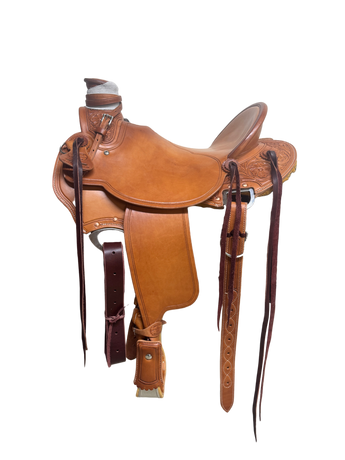 004-126 16 inch New McCall Western Wade Trail Saddle FQHB 93 Degree Bar