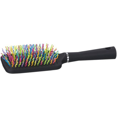 Tough1 rainbow bristle mane and tail brush with black handle horse grooming detangling brush