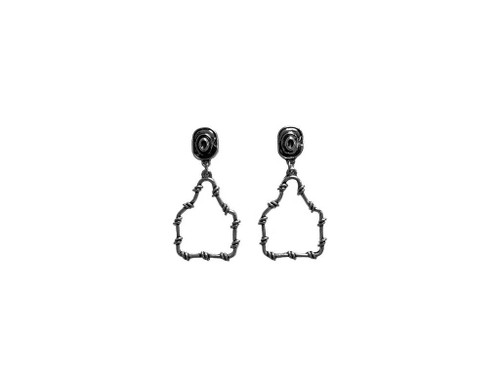 Silver Strike barbed wire tag earrings silver western dangle earrings for women