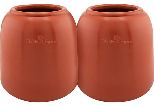 Classic Equine red rubber bell boots large pull-on overreach horse boots pair